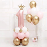 elvesmall Birthday Latex Balloons Pink Blue Crown Number Gifts Toys Party Decorations Baby Shower Globos Supplies