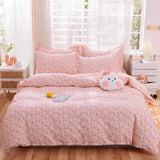 elvesmall 100% Cotton Bedding Set Duvet Cover Pillowcases Breathable Skin-friendly Freshing Floral Style 16 Sizes