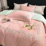 elvesmall Flower Embroidery 100 Cotton Bedding Set 220x240 High Quality King Size Duvet Cover Set 240x220 Twill Pure Cotton Bedding Sets