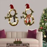 elvesmall  LED Light Snowman Rattan Wreath for Front Door Xmas Decorations Christmas Garland for Home Fireplace Wall Decor New Year