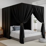 elvesmall Pink/Black king Four Corner Post Bed Canopy Bed Curtains Sheer Canopy for Adults Bedroom Decoration Lightproof Windproof Twin