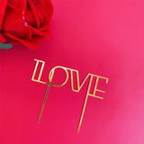 elvesmall  New Happy Valentine's Day Cake Topper Acrylic Gold Red Love Wedding Cupcake Topper for Lady Wedding Party Cake Decorations