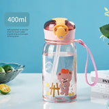 elvesmall  -  1pc 400ml Kids Water Sippy Cup With Straw Cartoon Leakproof Water Bottles Outdoor Portable Drink Bottle Children's Lovely Cup