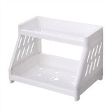 elvesmall Double Layer Desktop Storage Rack Plastic Large Capacity Storage Shelf Multi-functional Stationery Holder