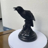 elvesmall Halloween Owl Crow Candle Holder Gothic Candlestick Desktop Ornaments Resin Home Decoration Antique Craft Statue