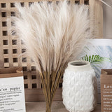 elvesmall 55CM 5/1PCS Fluffy Pampas Grass Boho Decor Flower Fake Plant Reed Simulated Wedding Party Christmas Home Decor Artificial Flower