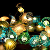 elvesmall 2m 20LED Seashell Starfish String Lights Ocean Theme Party Fairy Light Mermaid Birthday Party Decorations Girl Baby Shower favor