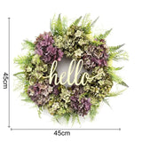 elvesmall  Artificial Hydrangea Wreath for Front Door Home Decoration Hydrangea Garland Wall Background Wedding Party Decor Hello Wreath