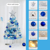 elvesmall Hot Sale 45/60cm Mini Christmas Tree With lights Blue Christmas Tree Desktop Mini Christmas Miniature Pine With Ornaments