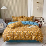 elvesmall Warm Brushed Print Comfortable Cotton  KingQueen Size Bedding Set 4 pcs Duvet/ Comforter Cover Bed Sheet Set pillowcas for bed a