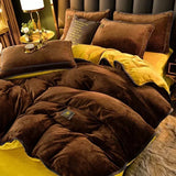 elvesmall Luxury Milk Velvet Ultra-thick Warm Bedding Set for Winter Warmth Skin-friendly Duvet Cover Set King Antistatic Quilt Cover Sets