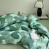 elvesmall Printed 100% Cotton Bedding Set King Size Skin Friendly Pure Cotton Duvet Cover Set with Sheets Quilt Covers Pillowcase Bed Sets