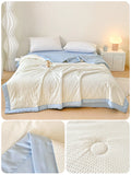 elvesmall  Double-sided Air Conditioner Comforter Solid Summer Quilt Blanket bed cover seersucker quilt single double bedding