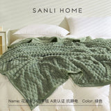 elvesmall  Solid Color Grid Blanket Towel Blanket Coral Velvet Sofa Cover Blanket Air Conditioning Nap Blanket Plush Throw Bedspread