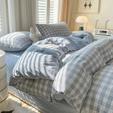 elvesmall Ins Duvet Cover Set Green Nordic Twin Queen Size Girls Boys Flat Sheet Pillowcase No Filler Fashion Home Hotel Bed Linens