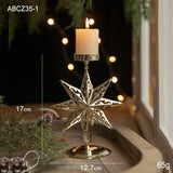 elvesmall Christmas Golden Wrought Iron Candlestick Star Elk Christmas Tree Candle Holder Merry Christmas New Year Table Decoration