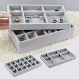 elvesmall Velvet Jewelry Storage Box Necklace Stackable Display Tray Bracelet Earring Organizers DIY Handicrafts Drawer Box Organizer Box