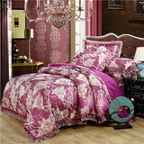 elvesmall Nordic Satin Jacquard Duvet Cover Set Luxury Flower Bedding Set Adlut Quilt Cover Pillowcases Sheet Twin Queen King Home Texiles