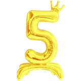 elvesmall  32 Inch Crystal Gradient Number Stand Foil Balloons with Crown Figures Globos 0-9 Birthday Party Decorations Wedding Baby Shower