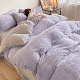 elvesmall Luxury Winter Thicken Warm Velvet Bedding Set Nordic Double Duvet Cover Set 4pcs Plush Queen Quilt Cover Bed Sheet Pillowcase