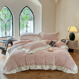 elvesmall  French style home Bed linen soft velvet winter Duvet cover double bed sheets set 5D carved pattern Bedding set Quilt cover set