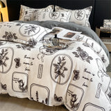 elvesmall New Winter Thickened Milk Velvet Four Piece Set Luxury Fashion Coral Velvet Quilt Cover Soft Bedding Set 220x240cm Home Textiles
