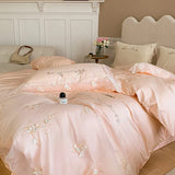 elvesmall  High End Wedding Bedding Set Luxury Egypt Cotton Princess Lace Flower Embroidery Duvet Cover Bed Sheet Pillowcase Home Textile