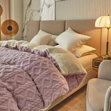 elvesmall  Warmth Duvet Cover Dual Use Blanket Artificial Cashmere Warm Winter Blanket Soft Cozy Fleece Quilt Cover Plush Blankets for Beds