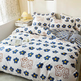 elvesmall Cute Beautiful 100% Cotton Bedding Set: 1 Duvet Cover 2 Pillowcases 1 Fitted Sheet, Soft Breathable for Single or Couple Bed