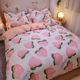 elvesmall Children and Teenagersl 100% Cotton Bedding Set: 1 Duvet Cover 2 Pillowcases 1 Fitted Sheet, Suitable for Boys Girls, Cute Style