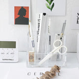 elvesmall Transparent Acrylic Desktop Stationery Storage Box Large Capacity Debris Division Storage Box Desk Storage Shelf Organizer Box