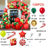 elvesmall Christmas Balloon Garland Arch Kit Red Green Gold Balloons Christmas Party Gift Box Candy Cane Foil Ballon Xmas Party Decoration