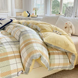 elvesmall Black Buffalo Plaid Cotton Duvet Cover Love Printed Reversible Comforter Covers Only, White Checkered Geometric Nordic Bedding