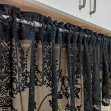 elvesmall Black Lace Short Curtain for Cabinet Kitchen Sheer Voile Drape With Tassel Beads Partition Dustproof Study Blinds