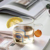 elvesmall  -   460ml Creative Scale Glass Mug Breakfast Mlik Coffe Cup Household Couple Water Cup Ball Handle Design Pattern Drinkware Cups