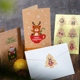 elvesmall 6/12pcs Vintage Merry Christmas Holiday Greeting Cards Kraft paper Gift Card with Envelope Sticker New Year Xmas Folding Card
