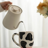 elvesmall  -  1pc 500ml 17oz Cute Cartoon Ceramic Cup Creative Cow Pattern and Footed Water Mug Cup Coffee Milk Cup Gifts for Friend Kids