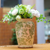elvesmall  Ceramic retro vase Green Plant porcelain succulent pot Green flower ice crack do old style vase pot home room decoration Nordic
