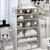 elvesmall Kawaii Ins Organizer Desktop Drawer Free Combination Storage Box Plastic Hairpin Makeup Cosmetics Desk Storage Organizer Rack