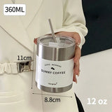 elvesmall  -  12oz 20oz Leak Proof Tumbler with Straw Stainless Steel Water Bottle Straw Cup Coffee Mug Vacuum Flask Double Wall Travel Mug