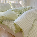 elvesmall Simple Love Heart Bedding Set Girls Floral Duvet Cover Flat Sheet Pillowcase No Filling Soft Polyester Queen Bed Linens
