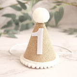 elvesmall 1Pcs Burlap 1st Birthday Hat for Little Baby Newborn Baby Boy Girl 1 2 3 Year Headband Baby Shower Birthday Party Decorations