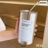 elvesmall  -  12oz 20oz Leak Proof Tumbler with Straw Stainless Steel Water Bottle Straw Cup Coffee Mug Vacuum Flask Double Wall Travel Mug