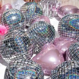 elvesmall 5pcs 4D Disco Balloons Laser for Wedding Happy Birthday Popular Party Decorations Rock and Roll Looks Round Cube Shaped Globos