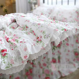 elvesmall Top Romantic Lace Ruffle Duvet Cover Queen Solid Home Bedding Duvet Cover King Size 100% Cotton Elegant Bedroom Quilt Covers