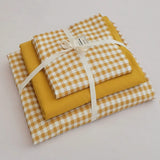 elvesmall  3/4Pcs Skin Friendly Microfiber Duvet Cover Set, Washed Cotton Craft, Double Queen King Plaid Bed Cover Bed Linen Bedding Set