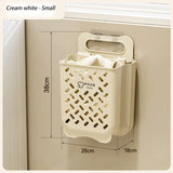 elvesmall Bathroom Folding Dirty Clothes Storage Basket Wall Mounted Hanging Portable Punch-Free Clothes Bucket Organizer Laundry Basket