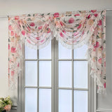 elvesmall 1PC Pink Honey Peach Valance Voile Wavy Curtain Head Lace Bottom Custom Window Panel Drape for Living Room