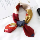 elvesmall Women Small Satin Silk Scarf Square Print Wrap Foulard Femme Handkerchief Bandana Neck Hair Skinny Tie Scarves Shawls