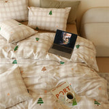 elvesmall 100% Cotton Duvet Cover Christmas Tree Print Quilt Cover Soft Bedding 160x210 Comforter Cover housse de couette (No Pillowcase)